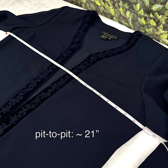 {cynthia howie} VTG Open-Front Sheer Blazer — Size 10, Navy Blue - Picture 13 of 16